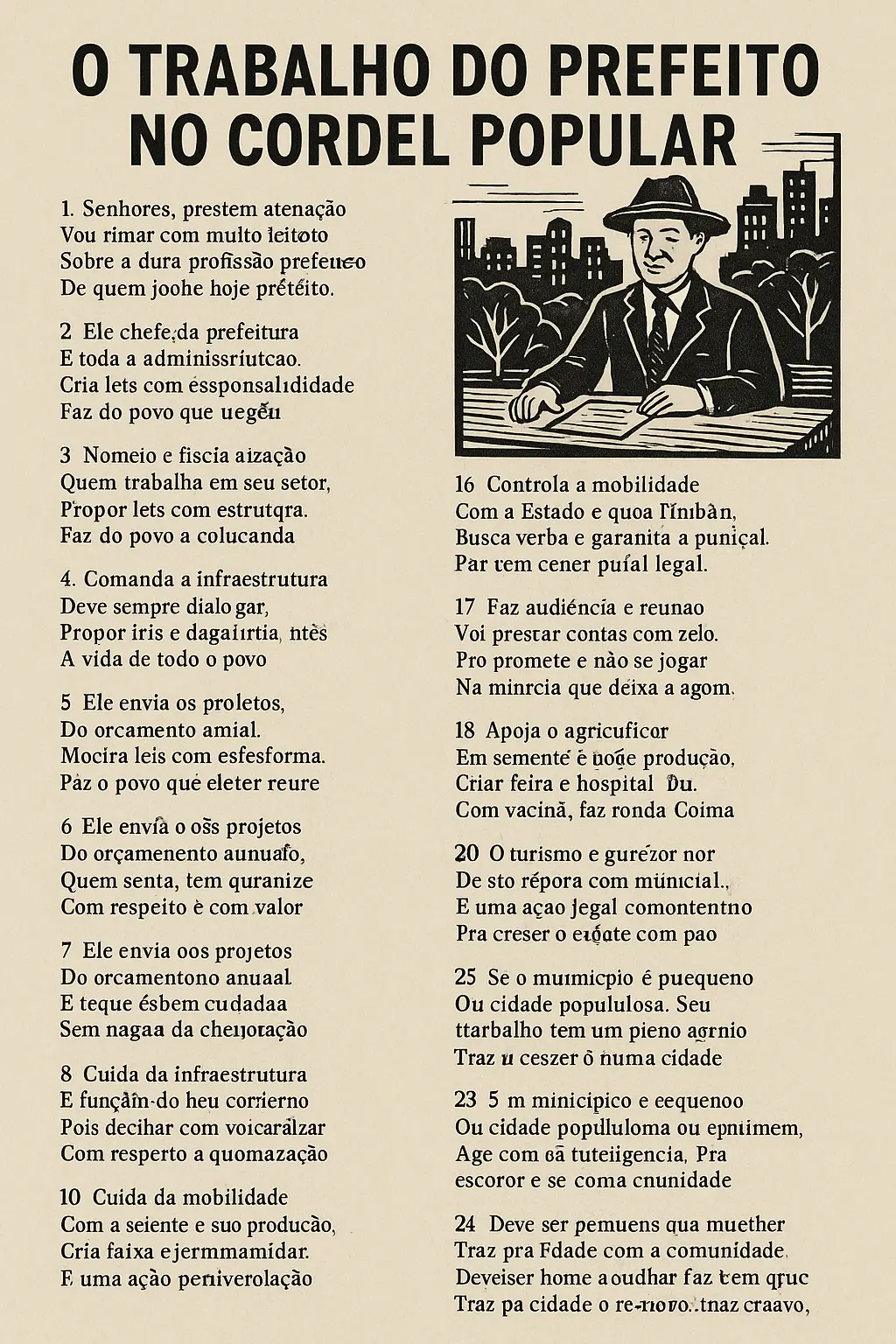 O TRABALHO DO PREFEITO | Verso Cordel
